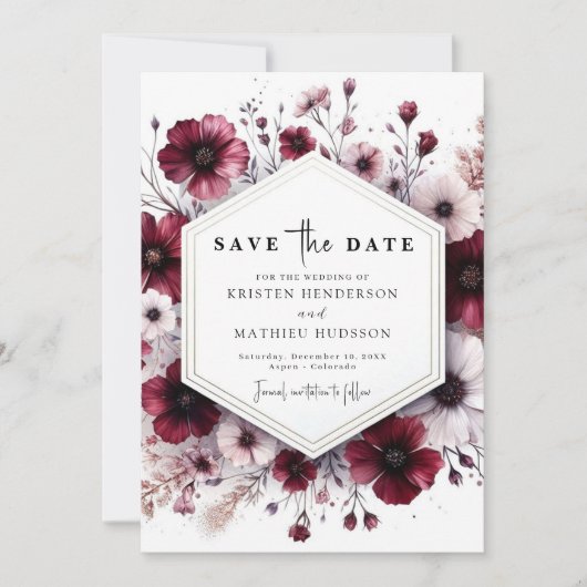 Save The Date Elégante aquarelle Mariage Bourgogne (Devant)
