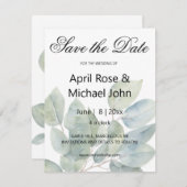 Save The Date Elégante aquarelle mariage de verdure eucalyptus (Devant / Derrière)