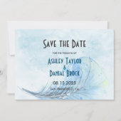 Save The Date Elégante aquarelle marine bleu rustique Mariage mo (Devant)
