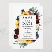 Save The Date Elégante aquarelle Mixte Or Floral (Devant / Derrière)