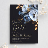 Save The Date Elégante Aquarelle Moderne Bleu Et Mariage Or