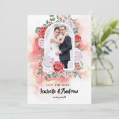 Save The Date Elégante aquarelle moderne Mariage floral (Debout devant)