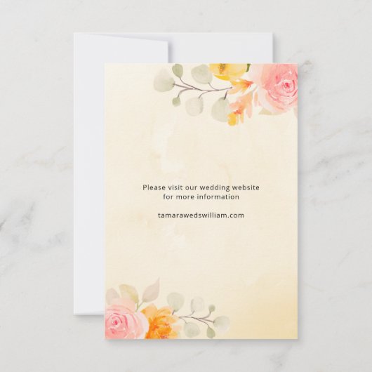 Save The Date Elégante Aquarelle Or Et Crème Florale (Dos)