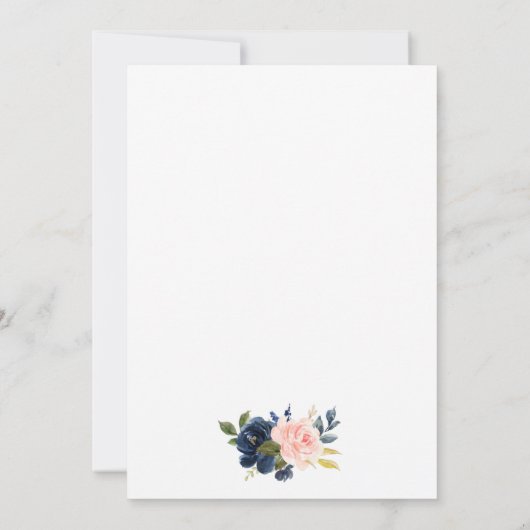 Save The Date Elégante aquarelle rose bleu Rose Geo Frame (Dos)