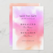 Save The Date Elégante Aquarelle rose or Mariage Abstrait (Devant / Derrière)
