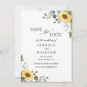 Save The Date Elégante aquarelle tournesol Eucalyptus Mariage (Dos)