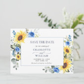 Save The Date Elégante aquarelle tournesol Eucalyptus Mariage (Debout devant)
