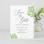 Save The Date Elégante aquarelle tropicale mariage (Debout devant)