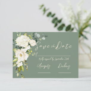 Save The Date Elégante aquarelle verte florale Enregistrer la da