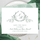 Save The Date Élégante aquarelle verte Monogramme calligraphie