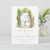 Save The Date Élégante arche botanique côtière de sable plage pa (Debout devant)