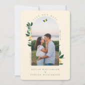 Save The Date Élégante Arche de citron floral Photo Jaune (Devant)