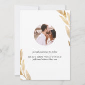 Save The Date Elégante Arche photo et Mariage Feuille d'or (Dos)