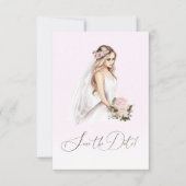 Save The Date Élégante Baby Shower Rose Tendre de la Mariée à Ve (Devant)