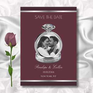 Save The Date Élégante Bague Argentée en Bourgogne Photo Enregis