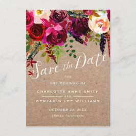 Save the date | Elegante Bloemen Rustieke Boho Wed