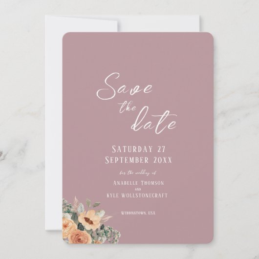 Save the Date - Elegante blush roze bruiloft (Voorkant)