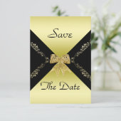 Save The Date Elégante Bow décorative Gold & Black Enregistrer L (Debout devant)
