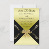 Save The Date Elégante Bow décorative Gold & Black Enregistrer L (Dos)