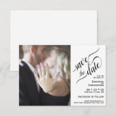 Save The Date Élégante calligraphie blanc 2 Volets Mariage photo (Devant / Derrière)