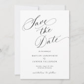 Save The Date Élégante Calligraphie Classique Mariage Formel (Devant)