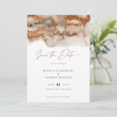 Save The Date Élégante calligraphie de l'aquarelle en terre cuit (Debout devant)