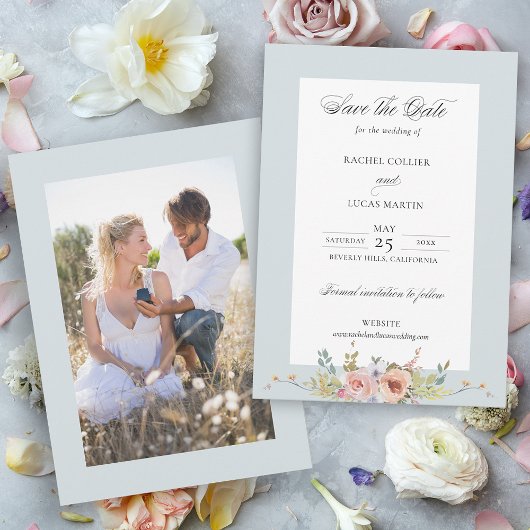 Save The Date Élégante calligraphie florale Pastel Boho