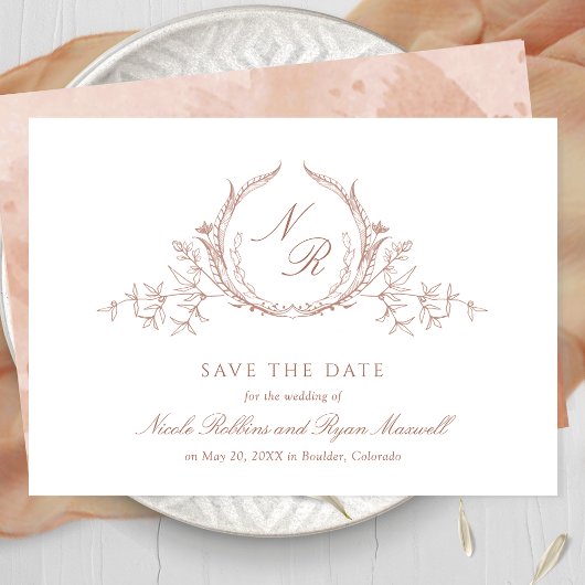 Save The Date Élégante calligraphie Mariage de Monogramme en ter