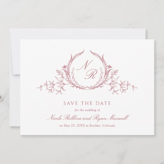 Save The Date Élégante calligraphie Mariage du monogramme de Bou (Devant)