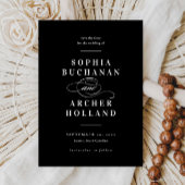 Save The Date Élégante calligraphie Mariage noir et blanc