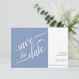 Save The Date Élégante calligraphie minimaliste Dusty Blue Maria