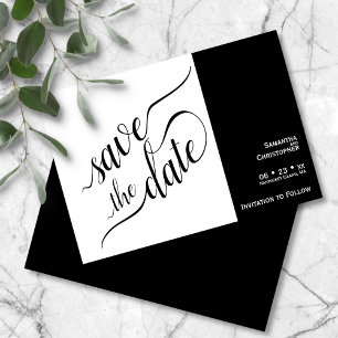 Save The Date Élégante calligraphie minimaliste Mariage blanc
