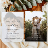 Save The Date Élégante calligraphie moderne Mariage 2 photos