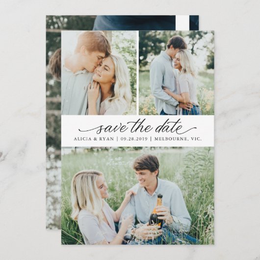 Save The Date Élégante Calligraphie Moderne Script Photo (Devant / Derrière)