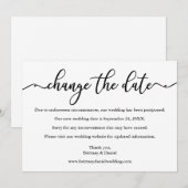 Save The Date Élégante Calligraphie Modifier La Date Nouvelle Ca (Devant / Derrière)