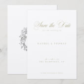 Save The Date Élégante calligraphie Monogramme Mariage d'âge (Devant / Derrière)