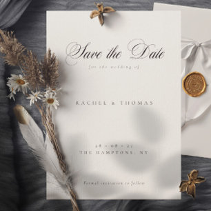 Save The Date Élégante calligraphie Monogramme noir blanc Mariag