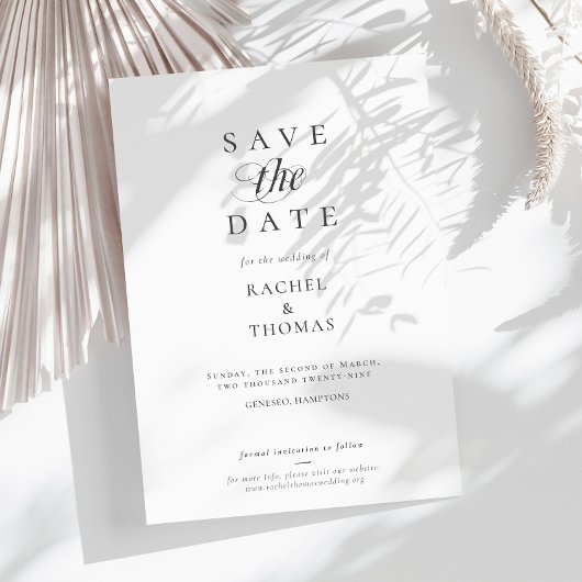 Save The Date Élégante calligraphie Monogramme noir blanc Mariag