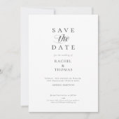 Save The Date Élégante calligraphie Monogramme noir blanc Mariag (Devant)