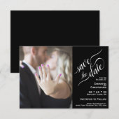 Save The Date Élégante calligraphie noir 2 Volet photo Mariage (Devant / Derrière)