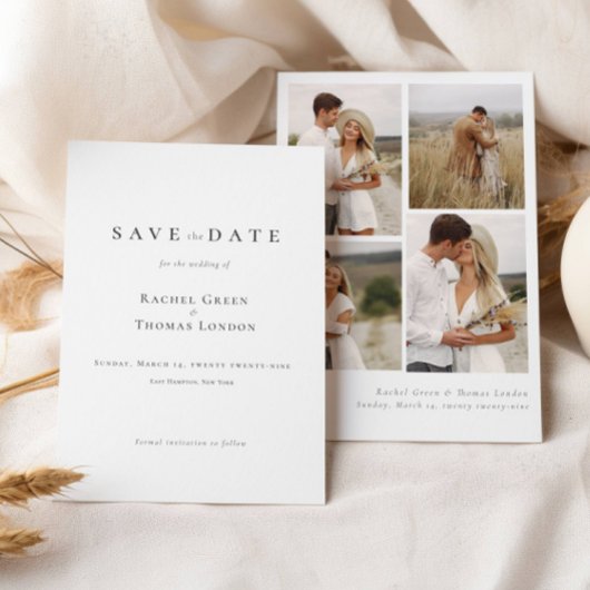 Save The Date Élégante calligraphie noir blanc Photos Mariage