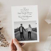 Save The Date Élégante calligraphie officielle en noir et blanc