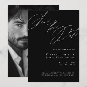 Save The Date Élégante calligraphie officielle Mariage photo noi