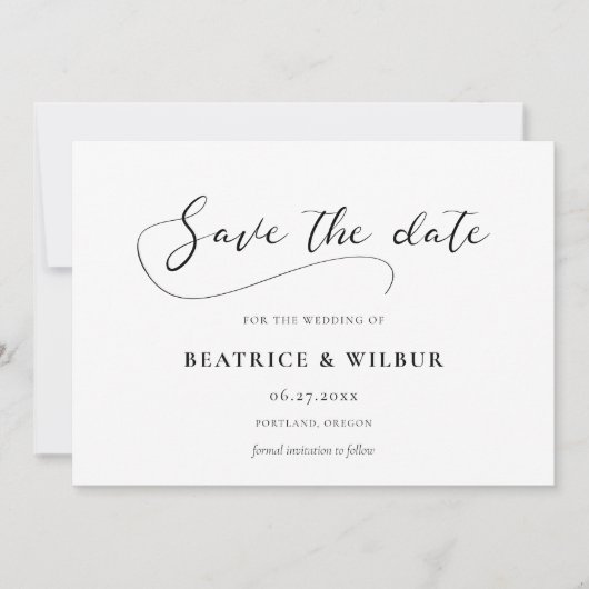 Save The Date Élégante calligraphie romantique (Devant)