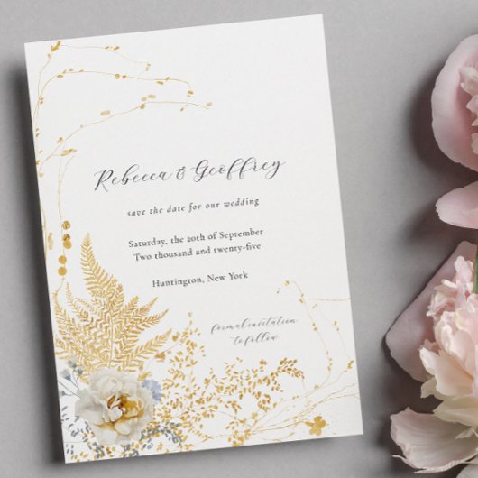 Save The Date Élégante calligraphie Rose de foune romantique