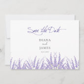 Save The Date Élégante calligraphie violette QR Code Mariage pho (Devant)