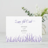 Save The Date Élégante calligraphie violette QR Code Mariage pho (Debout devant)