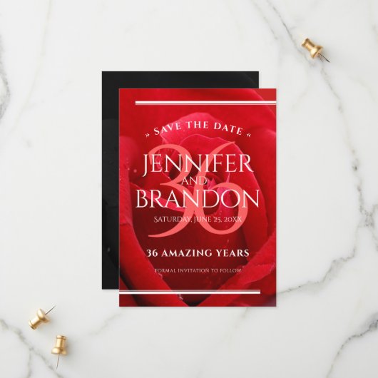Save The Date Élégante célébration du 36e anniversaire du Mariag (Devant/Arrière en situation)