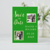 Save The Date Élégante Céleri & Forêt Vert Mariage Photos (Debout devant)
