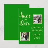 Save The Date Élégante Céleri & Forêt Vert Mariage Photos (Devant / Derrière)